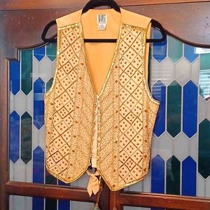 Embroidered Tan Vest